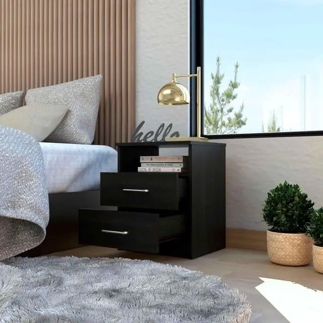 Alt view image 2 of 6 - Oklahoma Nightstand,Two Drawers, One Shelf
