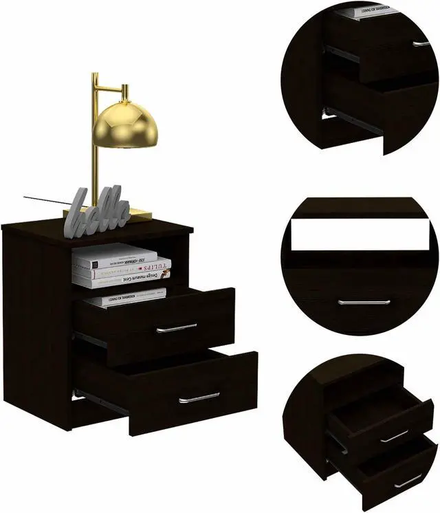 Alt view image 3 of 6 - Oklahoma Nightstand,Two Drawers, One Shelf