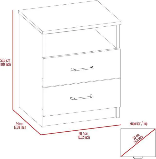 Alt view image 6 of 6 - Oklahoma Nightstand,Two Drawers, One Shelf