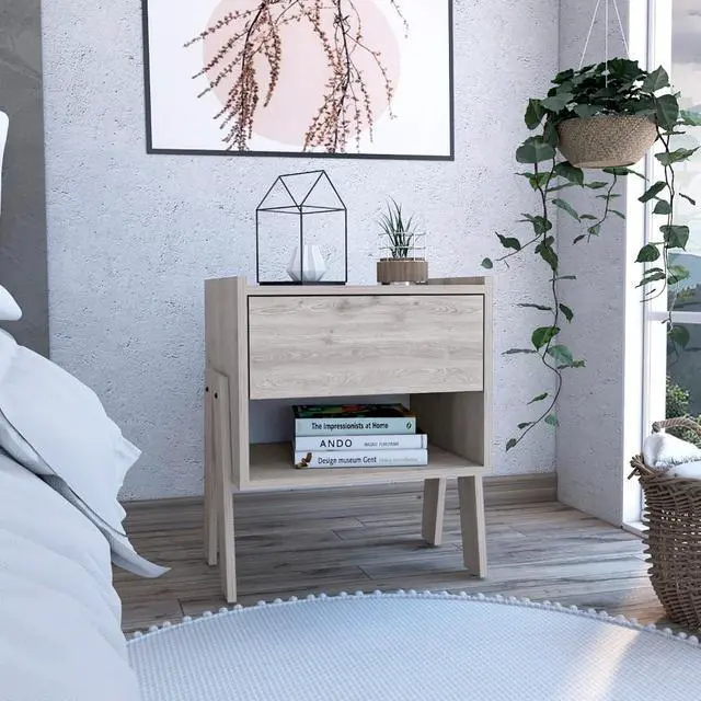 Main image of Tassel Nighstand, One Drawer, One Open Shelf, Superior Top, Four Legs