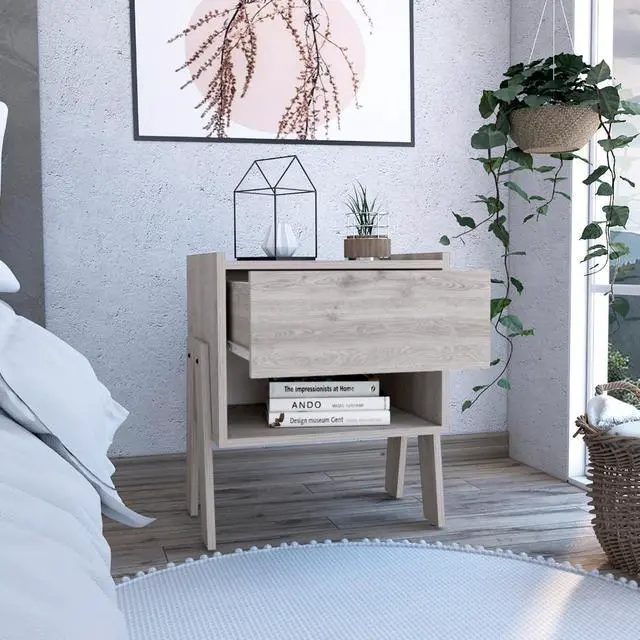 Alt view image 2 of 6 - Tassel Nighstand, One Drawer, One Open Shelf, Superior Top, Four Legs