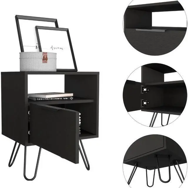 Alt view image 3 of 5 - Vienna Nightstand, Two Shelves, Single Door Drawer