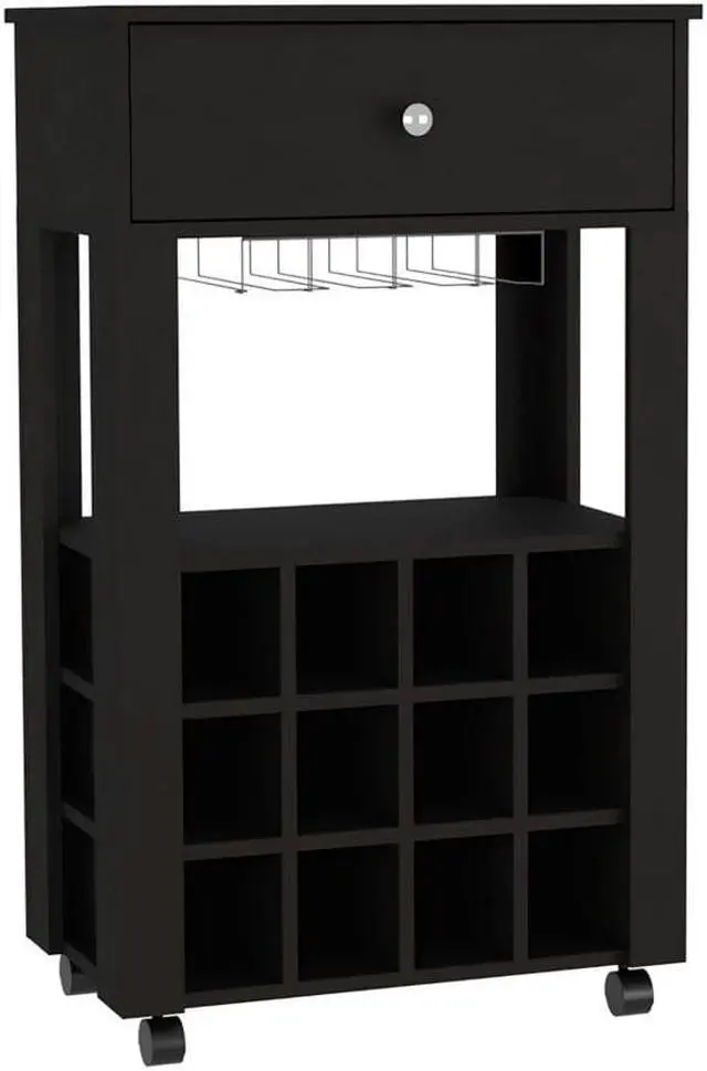 Alt view image 4 of 6 - Ace Bar Cart, With Twelve Wine Cubbies, Casters, Rack