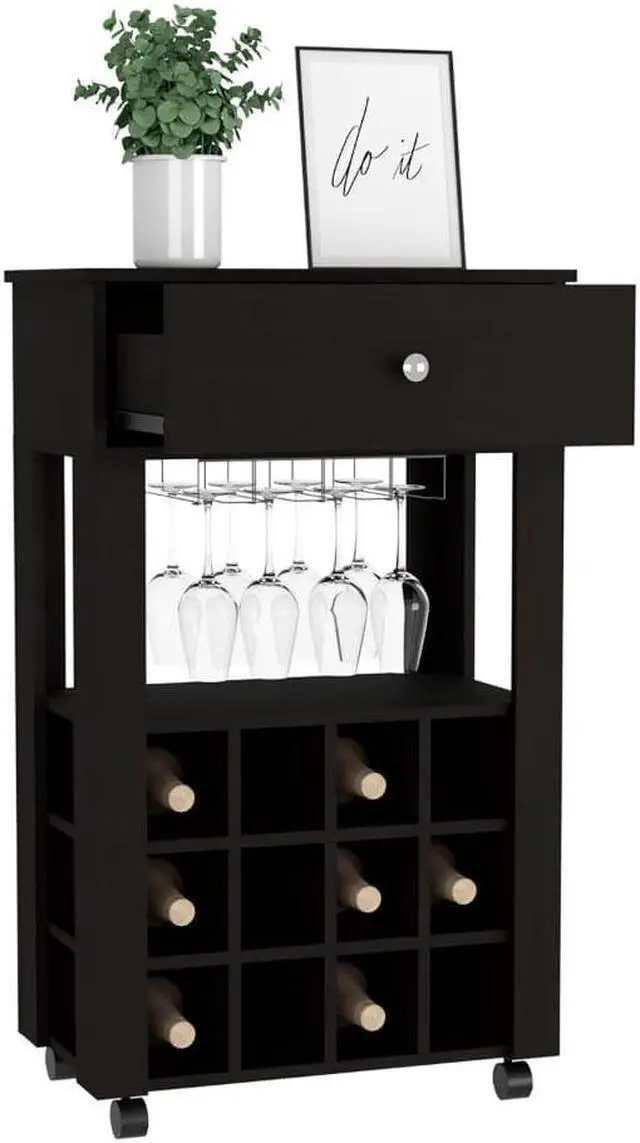 Alt view image 5 of 6 - Ace Bar Cart, With Twelve Wine Cubbies, Casters, Rack