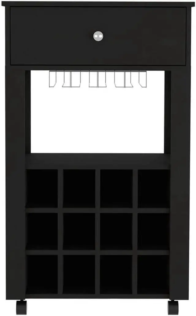 Alt view image 6 of 6 - Ace Bar Cart, With Twelve Wine Cubbies, Casters, Rack