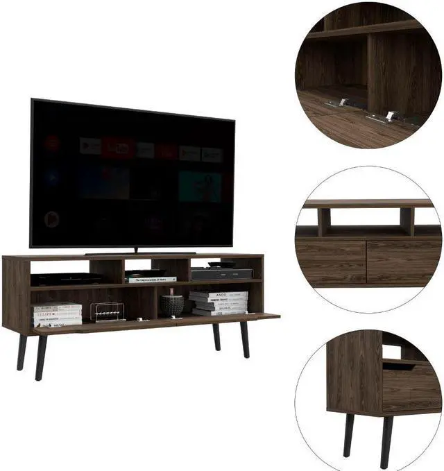 Alt view image 3 of 6 - Hamburg TV Stand For TV´s up 60", Four Legs, Three Open Shelves