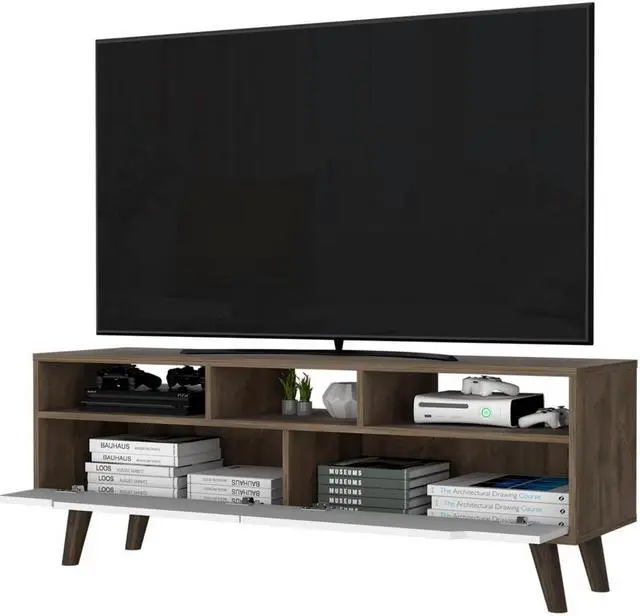 Alt view image 3 of 5 - Hamburg TV Stand For TV´s up 52", Four Legs, Three Open Shelves,Two Drawers