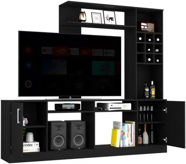 Alt view image 7 of 7 - Vibrant Entertainment Center For TV´s up  37", Double Doors Cabinet, Storage Spaces, Six External Shelves