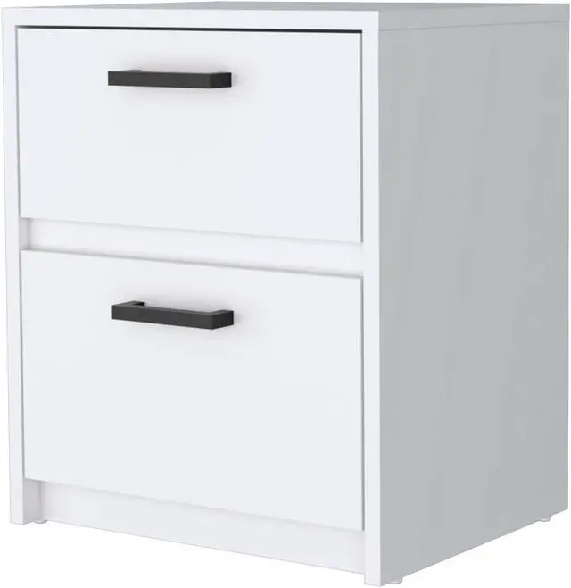 Main image of Myrtle 2 Drawers Nightstand, Bedside Table with Metal Handles
