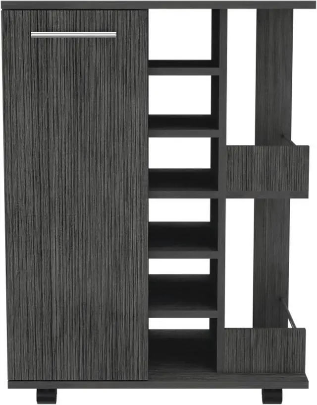 Main image of Tennessee Bar Cart made of particle board With 1 Cabinet With Division, 6 Cubbies For liquor And 2 shelves