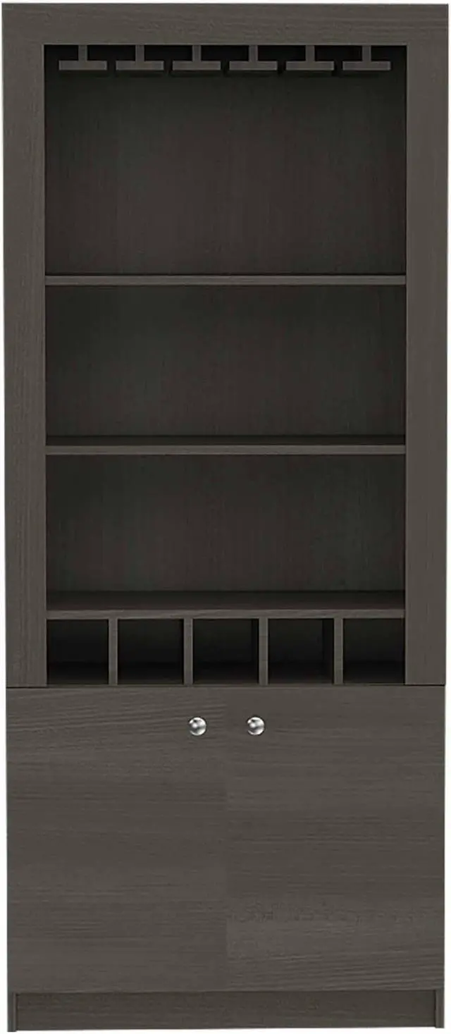 Main image of New York  Bar Cabinet, Five Bottle Cubbies, Two Open Shelves