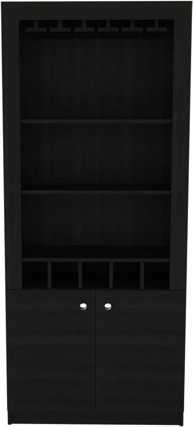 Main image of New York  Bar Cabinet, Five Bottle Cubbies, Two Open Shelves
