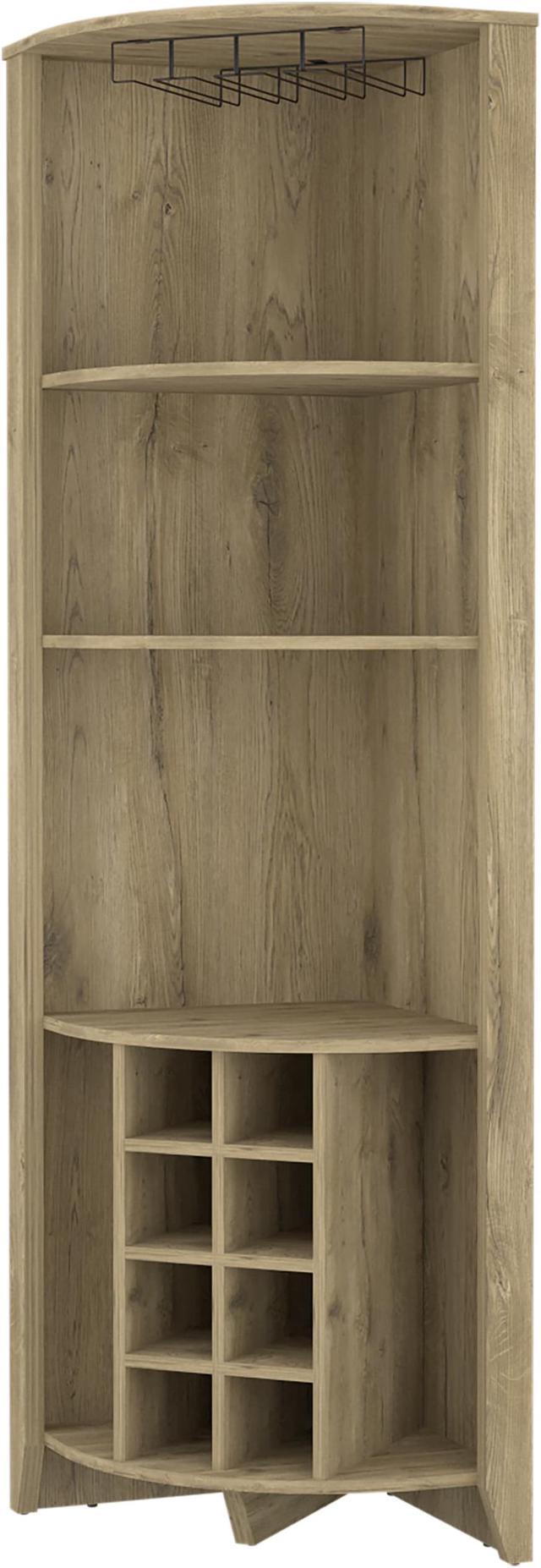 Main image of Bouvet Corner Bar Cabinet, Three Shelves, Eight Built-in Wine Rack, Two Side Shelves