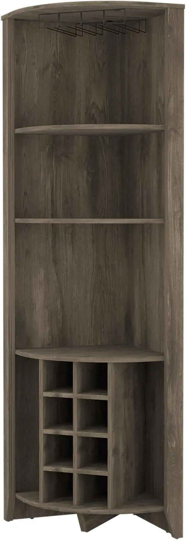 Main image of Bouvet Corner Bar Cabinet, Three Shelves, Eight Built-in Wine Rack, Two Side Shelves