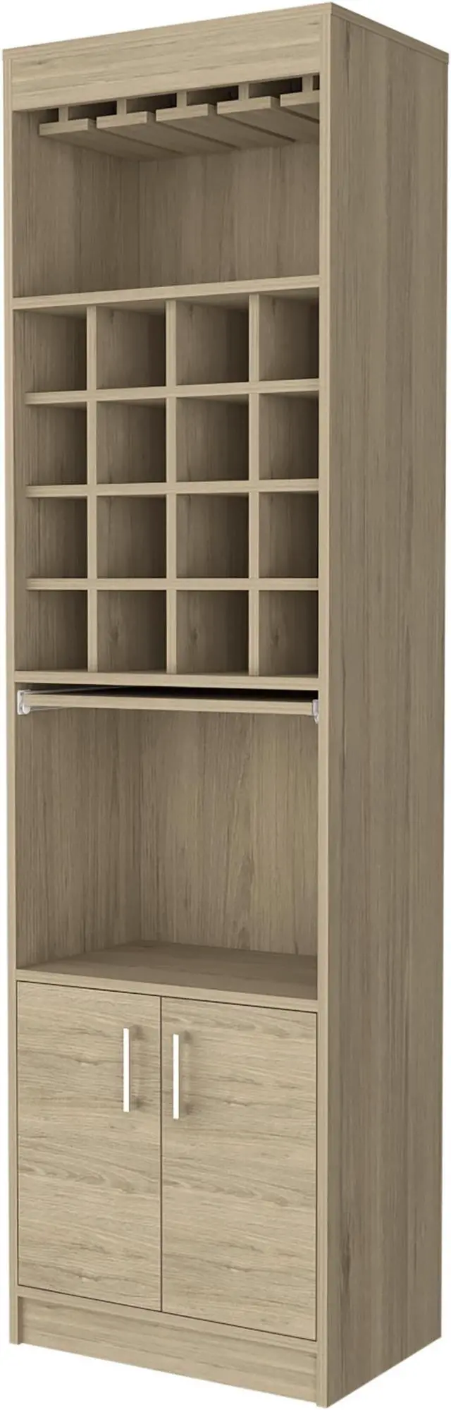 Main image of Myers  Bar Cabinet, Two Shelves, Double Door Cabinet, Six Built-in Wine Rack