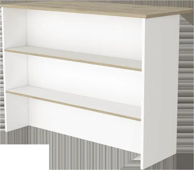 Main image of FM FURNITURE Crete Kitchen Island, Kitchen Bar with 3-Tier Shelves, White / Light Pine -Kitchen