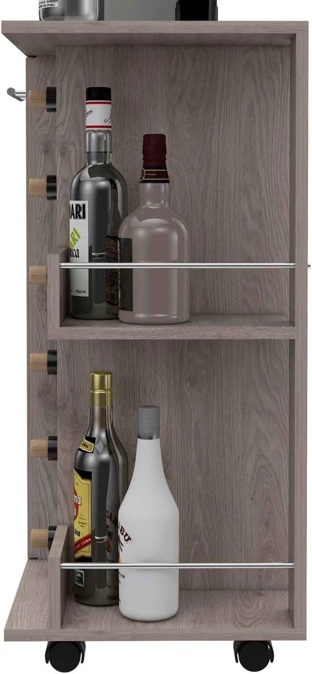 Alt view image 2 of 7 - Tennessee Light Gray Bar Cart made of particle board with a light gray finish.