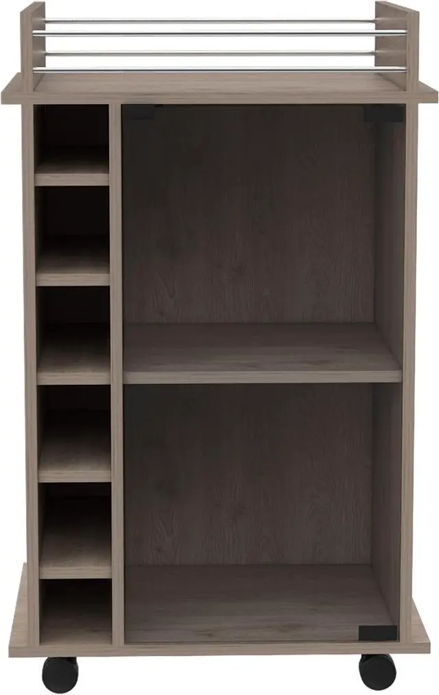 Alt view image 2 of 6 - Vegas Light Gray Bar Cart made of particle board with a light gray finish.