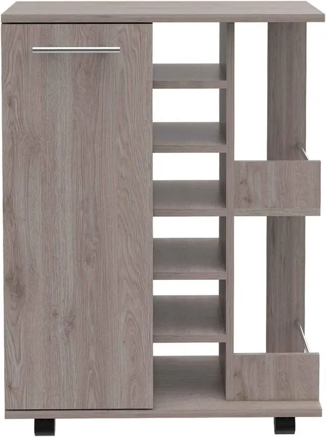 Alt view image 7 of 7 - Tennessee Light Gray Bar Cart made of particle board with a light gray finish.