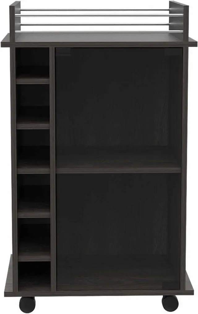 Alt view image 4 of 7 - Vegas Bar Cart of particle board with a carbon espresso finish.