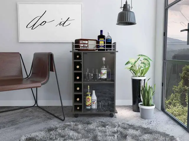 Main image of Vegas Bar Cart of particle board with a carbon espresso finish.