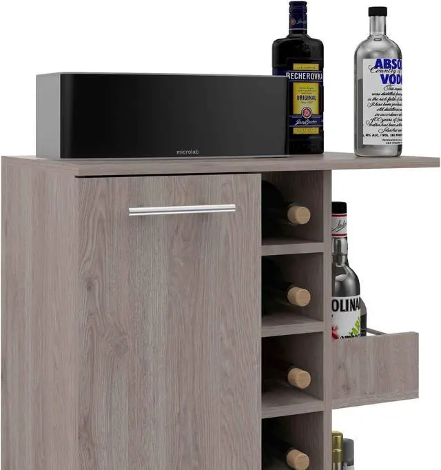 Alt view image 5 of 7 - Tennessee Light Gray Bar Cart made of particle board with a light gray finish.