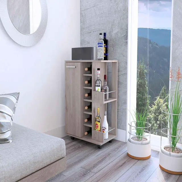 Main image of Tennessee Light Gray Bar Cart made of particle board with a light gray finish.