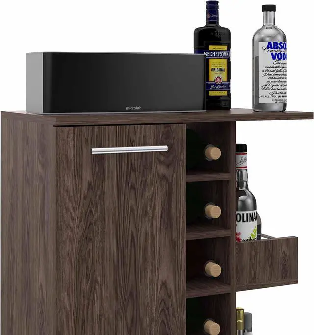 Alt view image 7 of 7 - Tennessee Goldenbrown Bar Cart made of particle board with a Dark Walnut finish.