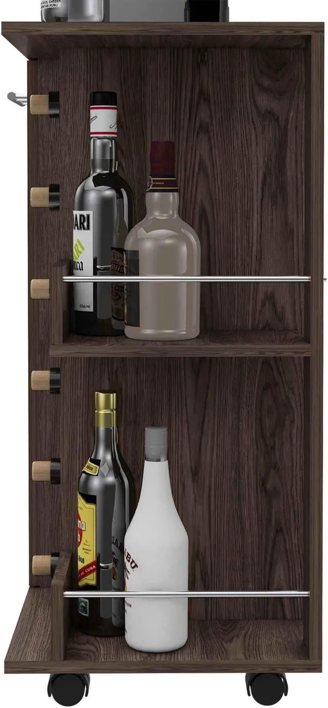 Alt view image 4 of 7 - Tennessee Goldenbrown Bar Cart made of particle board with a Dark Walnut finish.