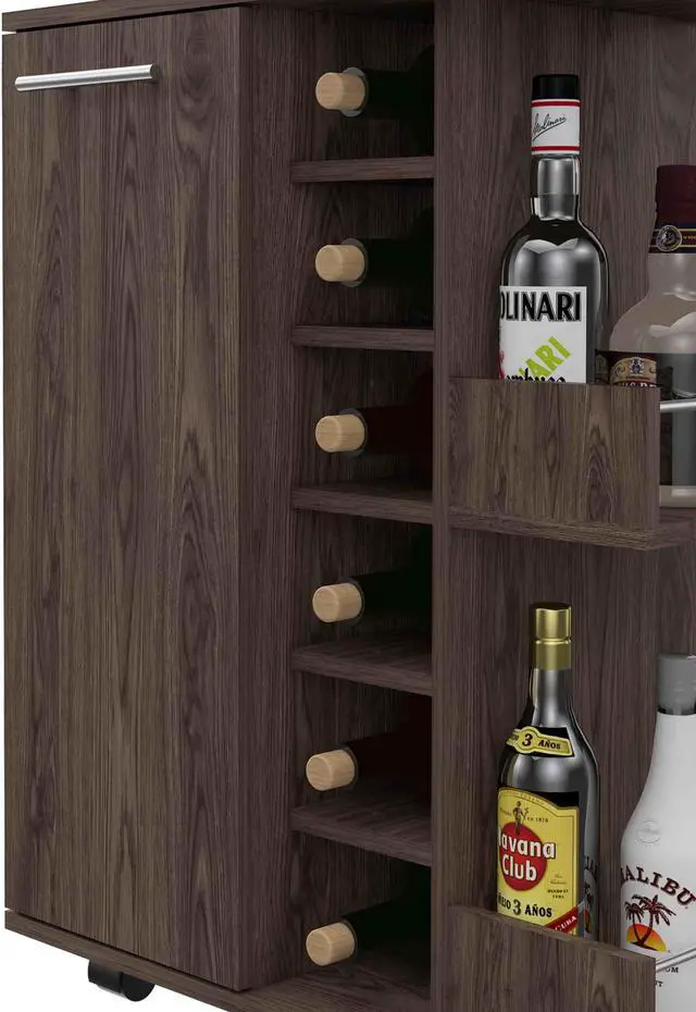 Alt view image 5 of 7 - Tennessee Goldenbrown Bar Cart made of particle board with a Dark Walnut finish.