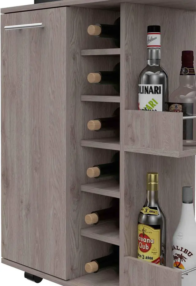 Alt view image 6 of 7 - Tennessee Light Gray Bar Cart made of particle board with a light gray finish.