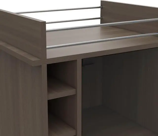 Alt view image 6 of 6 - Vegas Smoky Oak Bar Cart of particle board with a Smoeky Oak finish.
