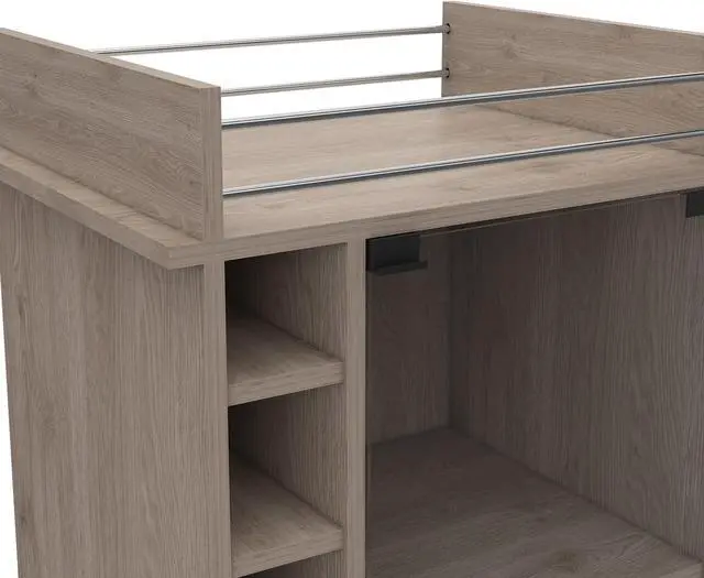 Alt view image 6 of 6 - Vegas Light Gray Bar Cart made of particle board with a light gray finish.