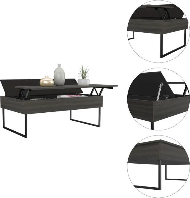 Alt view image 4 of 6 - FM FURNITURE Chester Lift Top Multipurpose Coffee Table, With 1 Cabinet, Simple And Modern, Black Wengue Finish, Made Of Particle Board, Easy To Assamble