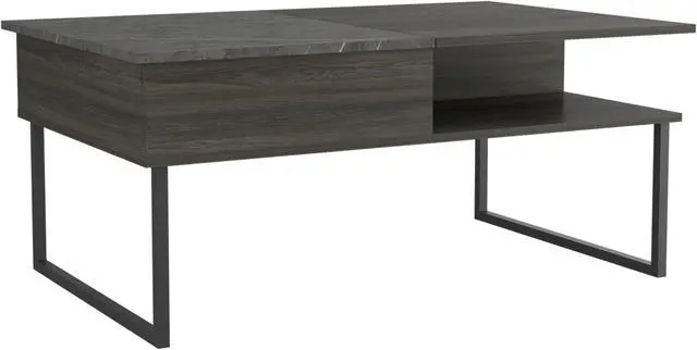Alt view image 4 of 7 - FM FURNITURE Dayton Lift Top Multipurpose Coffee Table, With 3 Cabinets, Simple And Modern, Carbon Onix Finish, Made Of Particle Board, Easy To Assamble