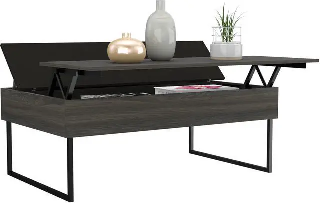 Alt view image 3 of 6 - FM FURNITURE Chester Lift Top Multipurpose Coffee Table, With 1 Cabinet, Simple And Modern, Black Wengue Finish, Made Of Particle Board, Easy To Assamble