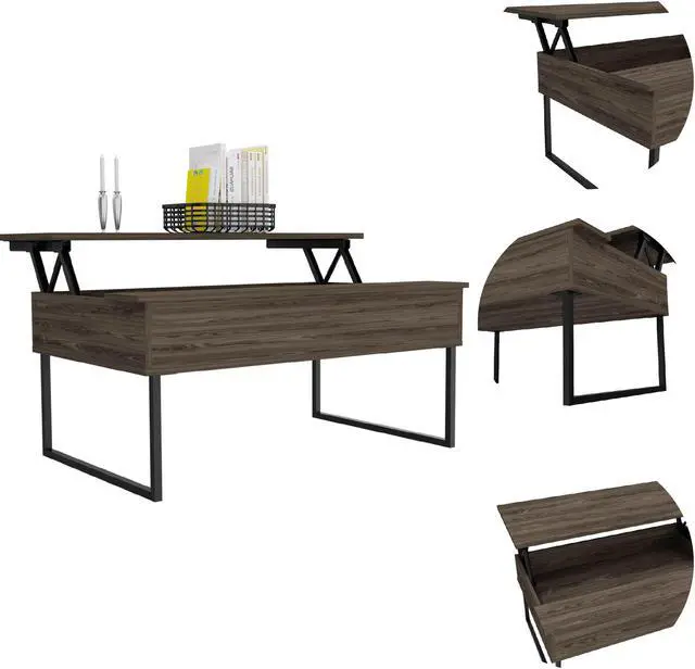 Alt view image 5 of 6 - FM FURNITURE Fairfield Lift Top Multipurpose Coffee Table, With 1 Cabient, Simple And Modern, Dark Walnut Finish, Made Of Particle Board, Easy To Assamble