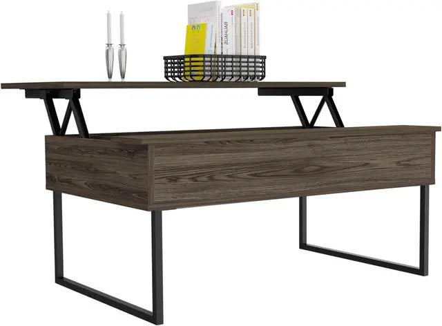 Alt view image 2 of 6 - FM FURNITURE Fairfield Lift Top Multipurpose Coffee Table, With 1 Cabient, Simple And Modern, Dark Walnut Finish, Made Of Particle Board, Easy To Assamble