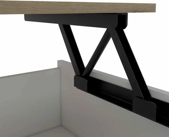 Alt view image 6 of 6 - FM FURNITURE Boston Lift Top Multipurpose Coffee Table, With 1 Cabinet, Simple And Modern, White Finish, Made Of Particle Board, Easy To Assamble