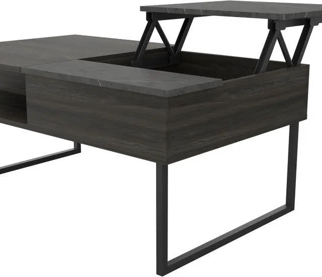Alt view image 6 of 7 - FM FURNITURE Dayton Lift Top Multipurpose Coffee Table, With 3 Cabinets, Simple And Modern, Carbon Onix Finish, Made Of Particle Board, Easy To Assamble
