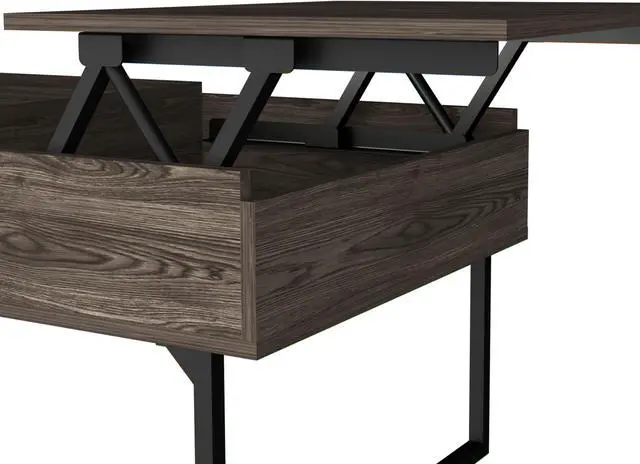 Alt view image 4 of 4 - FM FURNITURE Hamilton, Liftable Top Multipurpose Coffee Table, With 1 Cabinet, And 1 Drawer, Simple And Modern, Dark Walnut Finish, Made Of Particle Board, Easy To Assamble