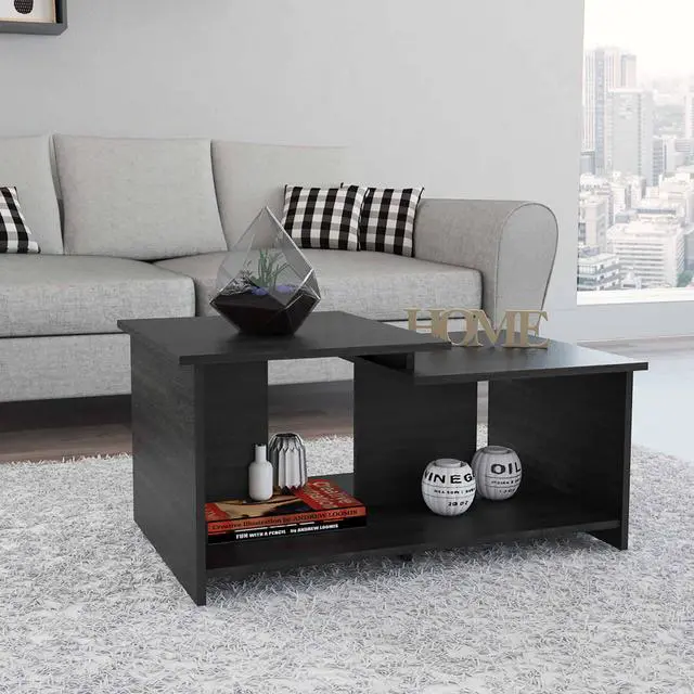 Main image of FM FURNITURE Waycross Coffee Table, With 1 Large Shelf, and 2 Table Tops, Simple And Modern, Black Wengue Finish, Made Of Particle Board, Easy To Assamble