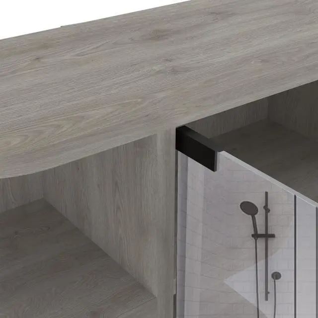 Alt view image 6 of 6 - Valdez Medicine Cabinet With 6 shelves, and A Mirror Cabinet with 3 inside shelves - Light Gray