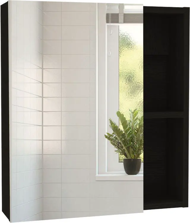 Alt view image 6 of 7 - Lincoln, Mirrored Medicine Cabinet, With 5 interior shleves - Black Wengue