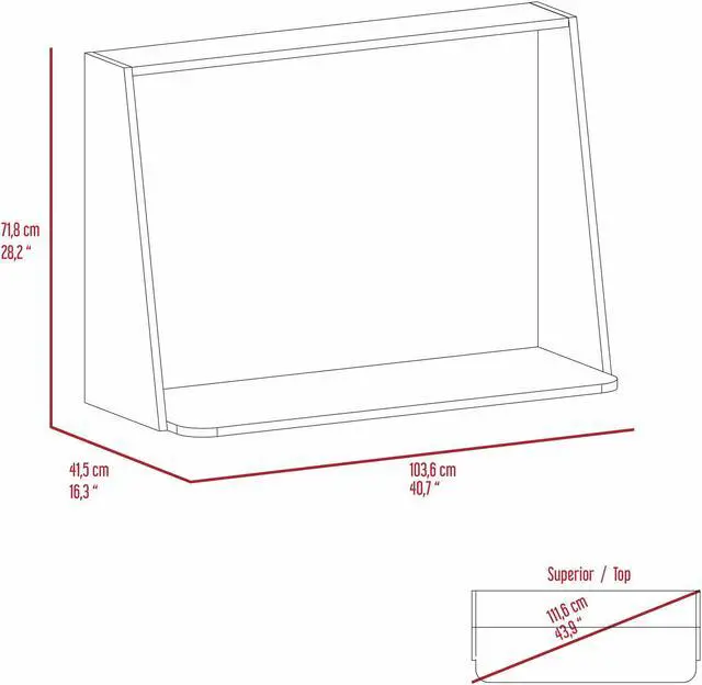 Alt view image 7 of 8 - FM FURNITURE Roma Wall Desk, For An Office Or Home Office, Mahogany - Glossy White Finish, Particle Board, Pore Soft Texture, Easy To Assamble.