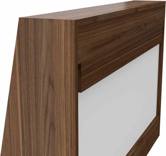Alt view image 4 of 8 - FM FURNITURE Roma Wall Desk, For An Office Or Home Office, Mahogany - Glossy White Finish, Particle Board, Pore Soft Texture, Easy To Assamble.
