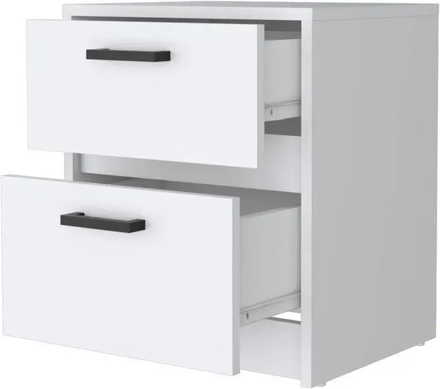Alt view image 2 of 7 - Myrtle 2 Drawers Nightstand, Bedside Table with Metal Handles
