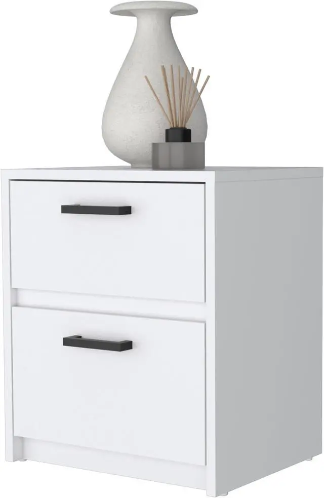 Alt view image 5 of 7 - Myrtle 2 Drawers Nightstand, Bedside Table with Metal Handles