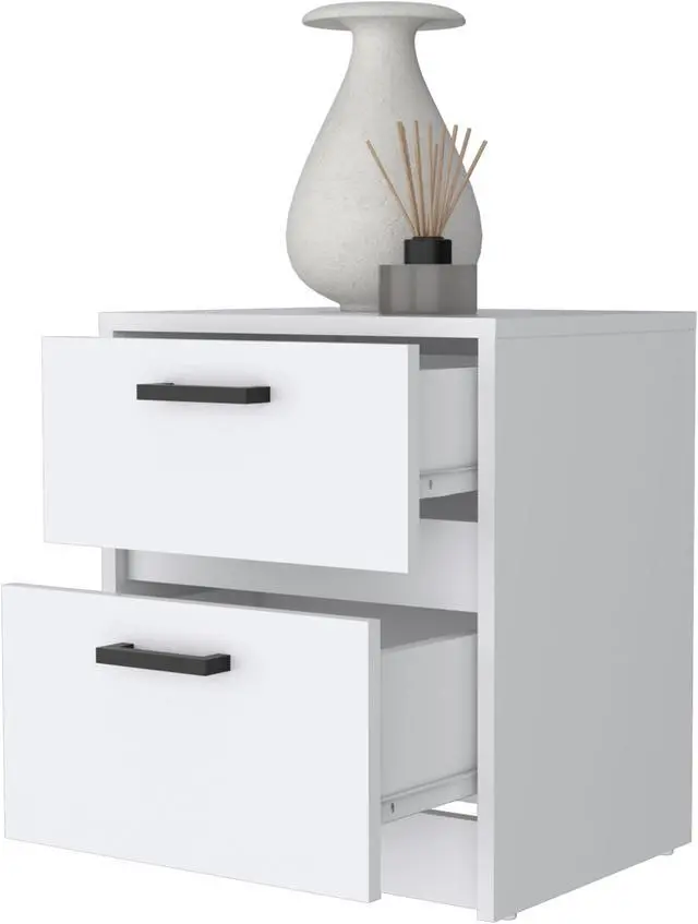 Alt view image 6 of 7 - Myrtle 2 Drawers Nightstand, Bedside Table with Metal Handles