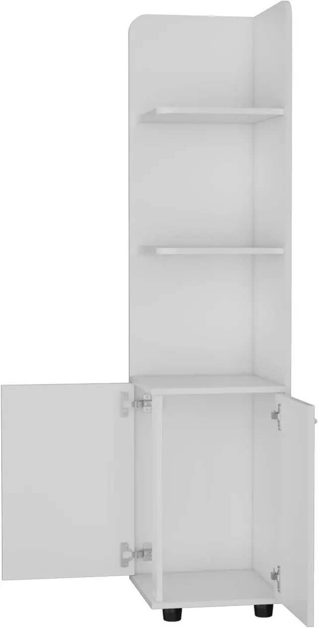 Alt view image 2 of 6 - Sunriver Corner Shelf with Cabinet, 3-Tier Shelf, Metal Handles